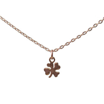 Stainless Steel Tiny Four Leaf Clover Rose Gold Necklace