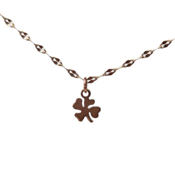Stainless Steel Tiny Four Leaf Clover Rose Gold Necklace - Image 2