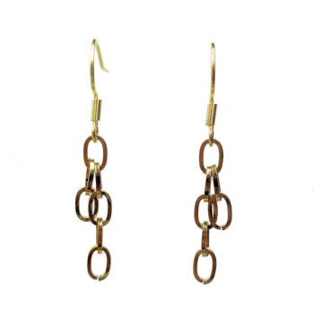 Gold Stainless Steel Oval Curb Cuban Earrings