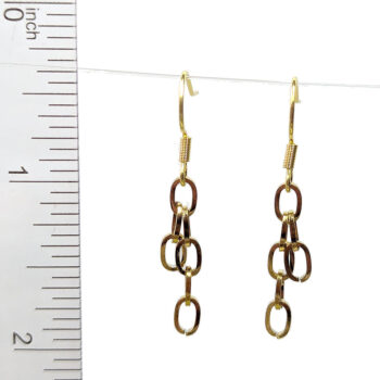 Gold Stainless Steel Oval Curb Cuban Earrings - Image 2