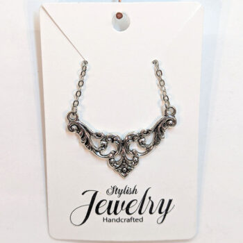 Antique Silver Triangle Vine Vintage Style Necklace - Image 5