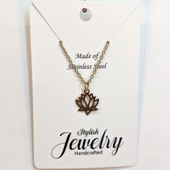 Stainless Steel Hollow Lotus Flower Gold Necklace - Image 6