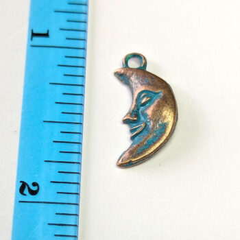 Antique Copper Patina Half Moon Charm - Image 2