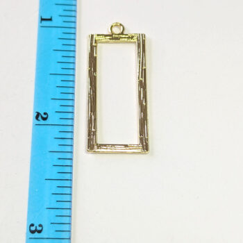 Hollow Connector Textured Rectangle Geometric Pendant Gold - Image 2