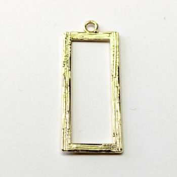 Hollow Connector Textured Rectangle Geometric Pendant Gold