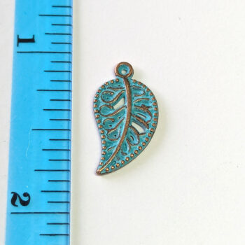 Antique Copper Patina Small Hollow Leaf Charm - Image 2