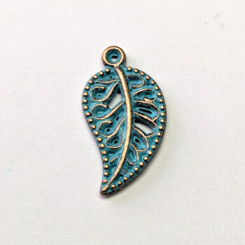 Antique Copper Patina Small Hollow Leaf Charm