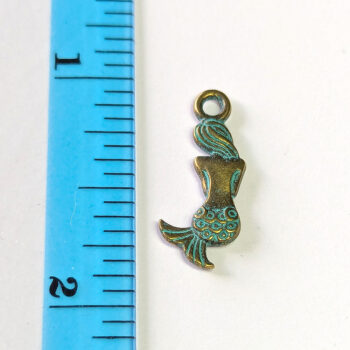Antique Bronze Patina Small Mermaid Charm - Image 2