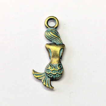 Antique Bronze Patina Small Mermaid Charm
