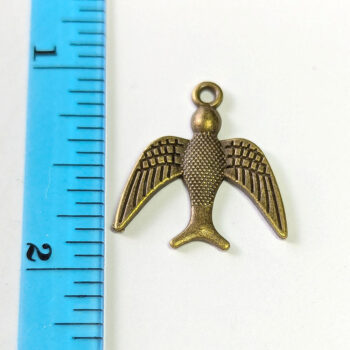 Flying Swallow Bird Charm Antique Bronze - Image 2