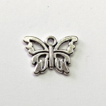 Delicate Hollow Butterfly Charm Antique Silver