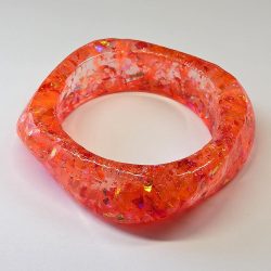 Chunky Irregular Red Sequins Slip-on Bangle Resin Bracelet