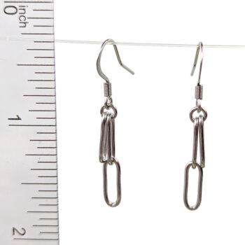 Silver Stainless Steel Large Paperclip Earrings - Image 2