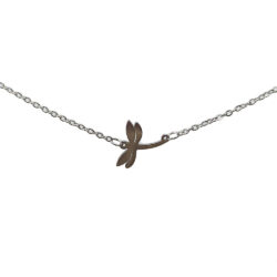 Stainless Steel Curved Dragonfly Connector Silver Necklace