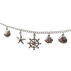 Silver Stainless Steel Nautical Ocean Theme Charm Necklace