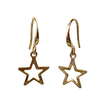 18K Real Gold Plated Stainless Steel Delicate Hollow Star Earrings