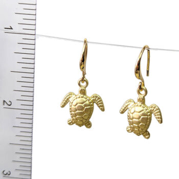 14K Real Gold Plated 3D Matte Sea Turtle Earrings - Image 7