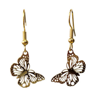 18K Real Gold Plated Stainless Steel Delicate Butterfly Earrings - Image 2