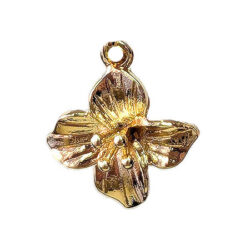 18K Real Gold Plated Four Petal Flower Charm