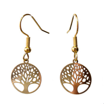 18K Real Gold Plated Stainless Steel Delicate Tree Earrings - Image 2