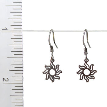 Stainless Steel Delicate Hollow Modern Sun Silver Earrings - Image 2