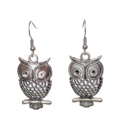 Hollow Owl on a Branch Antique Silver Earrings
