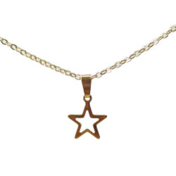 18K Real Gold Plated Stainless Steel Delicate Hollow Star Necklace