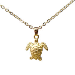 14K Real Gold Plated 3D Matte Sea Turtle Necklace