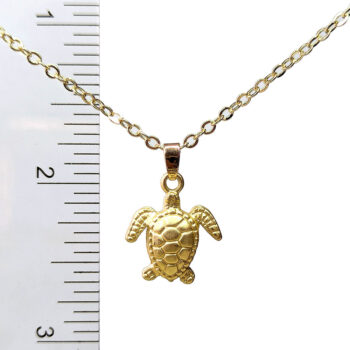 14K Real Gold Plated 3D Matte Sea Turtle Necklace - Image 2