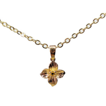 18K Real Gold Plated Four Petal Flower Necklace