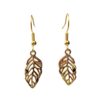 18K Real Gold Plated Hollow Leaf Earrings