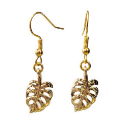 18K Real Gold Plated Hollow Monstera Leaf Earrings