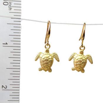 14K Real Gold Plated 3D Matte Sea Turtle Earrings - Image 3