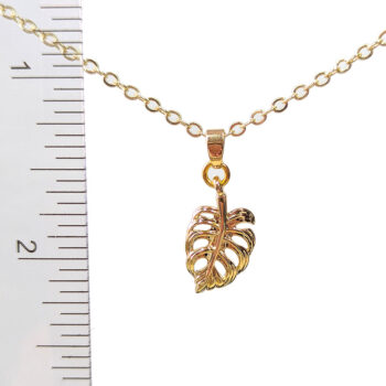 18K Real Gold Plated Hollow Monstera Leaf Necklace - Image 2