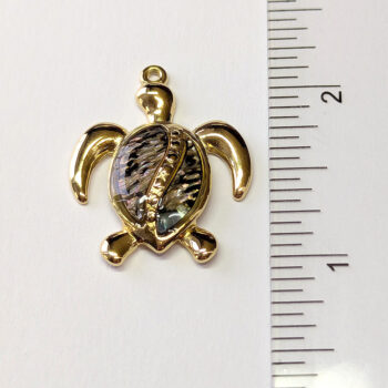 Stainless Steel Gold Abalone Sea Turtle Pendant - Image 2