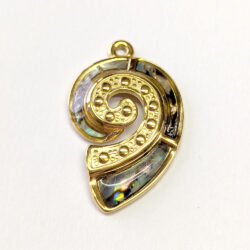 Stainless Steel Gold Abalone Whorl Shell Pendant