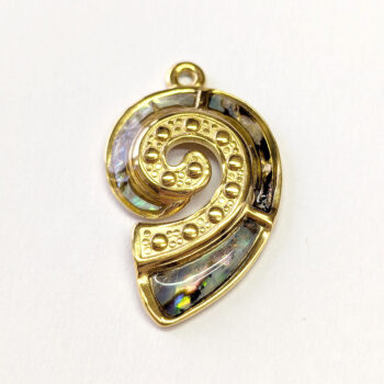Stainless Steel Gold Abalone Whorl Shell Pendant