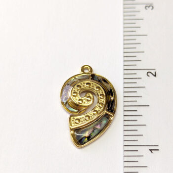 Stainless Steel Gold Abalone Whorl Shell Pendant - Image 2