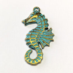 Large Seahorse Charm Antique Bronze Patina