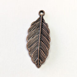 Detailed Oval Leaf Pendant Antique Copper