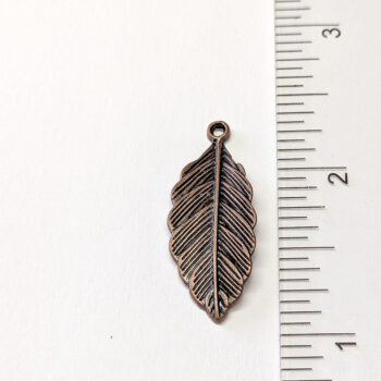 Detailed Oval Leaf Pendant Antique Copper - Image 2