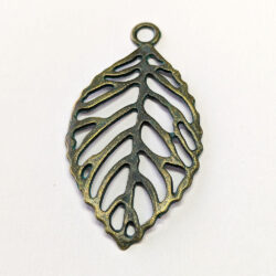 Large Hollow Leaf Pendant Antique Bronze Patina