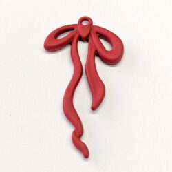 Red Color Coated Wavy Bow Pendant