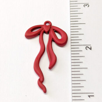 Red Color Coated Wavy Bow Pendant - Image 2