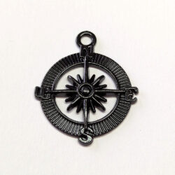 Hollow Nautical Compass Pendant Black