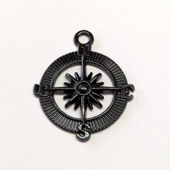 Hollow Nautical Compass Pendant Black