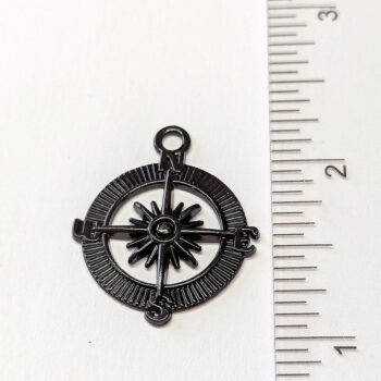 Hollow Nautical Compass Pendant Black - Image 2