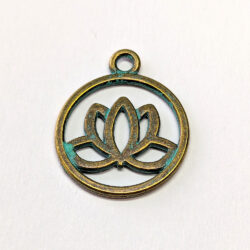 Lotus Flower Yoga Hoop Charm Antique Bronze Patina