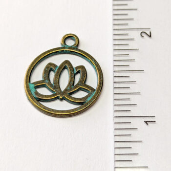 Lotus Flower Yoga Hoop Charm Antique Bronze Patina - Image 2