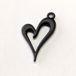Hollow Angle Heart Charm Black